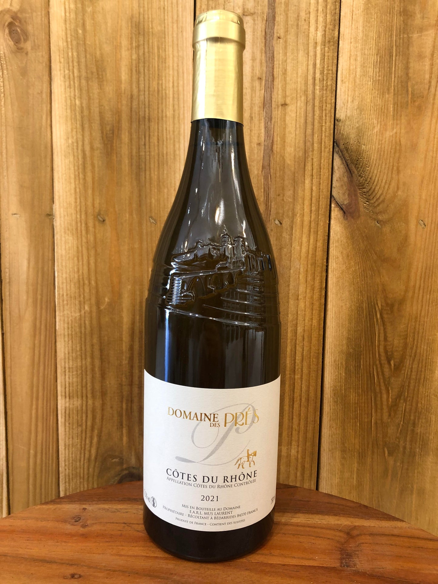Bouteille de Côtes du Rhône blanc Domaine des prés