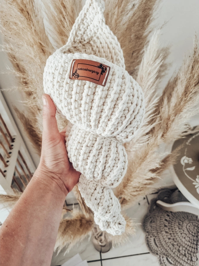 Panier décoratif artisanal blanc Coquillage Bulot taille M