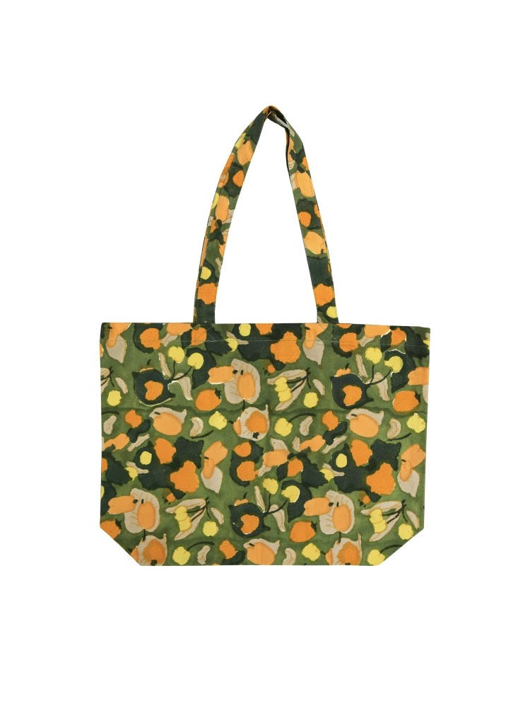 Cabas Couleur Nature Fruits jaune vert en coton artisanal