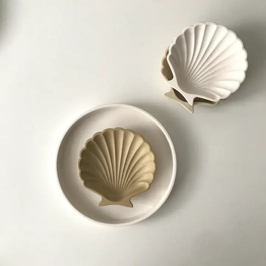 Coquille en jesmonite beige fabrication artisanale