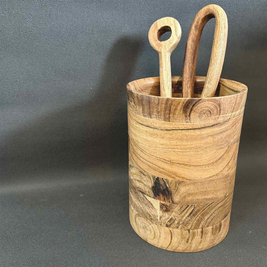Pot à ustensile en bois d'acacia
