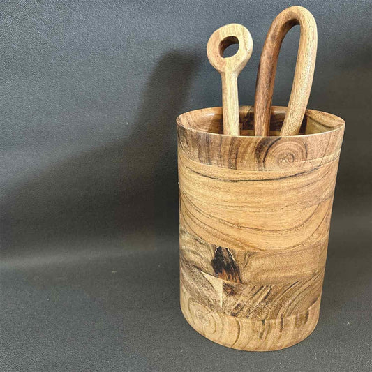 Pot à ustensile en bois d'acacia