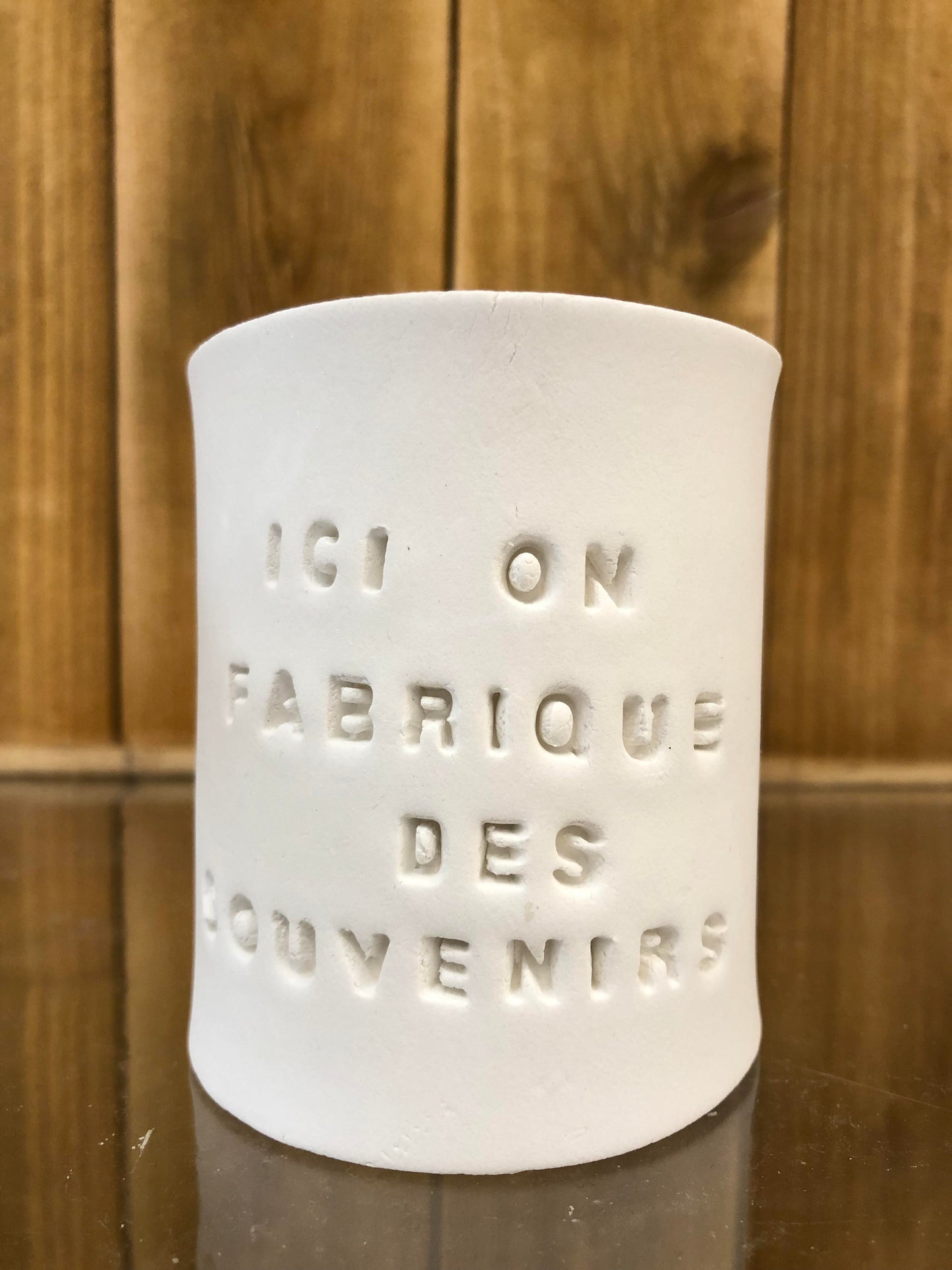 Photophore artisanal Ici on fabrique des souvenirs Me We