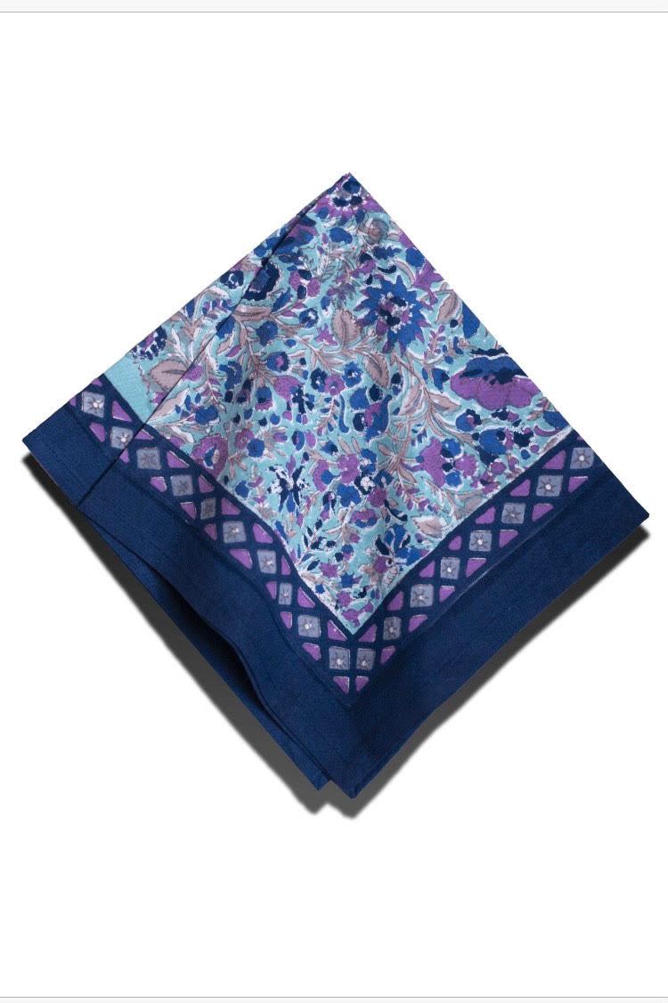 Serviette de table Couleur Nature Holi turquoise bleu en coton artisanal