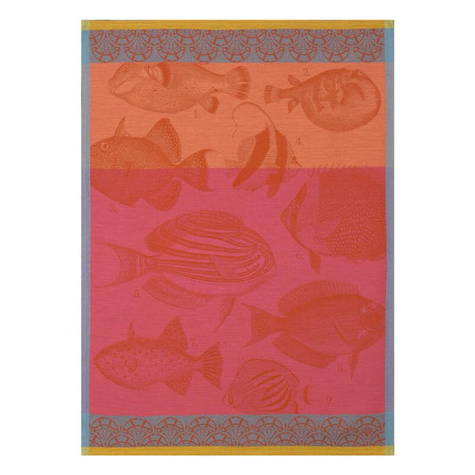 Torchon Moorea corail Le Jacquard français