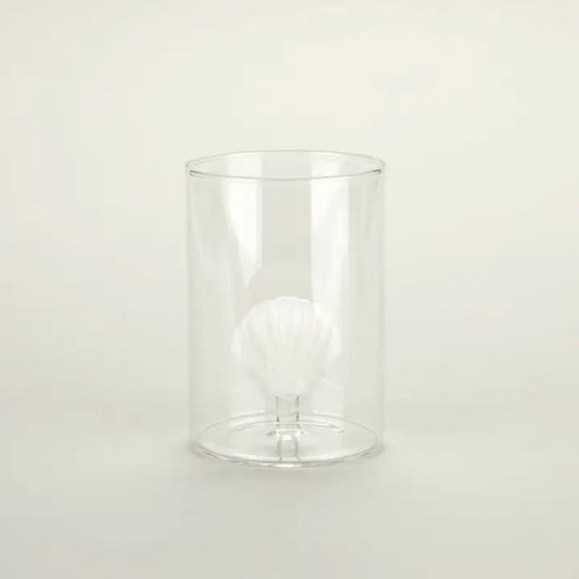 Verre motif coquillage blanc