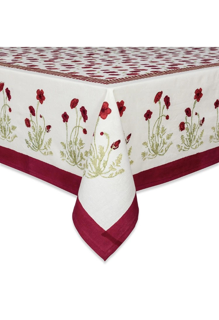 Nappe carrée 150x150 cm Couleur Nature Coquelicot