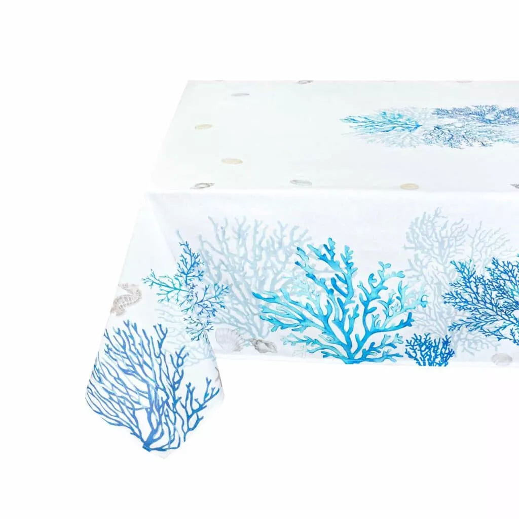 Coated Rectangle tablecloth 200x160cm Lagon blue