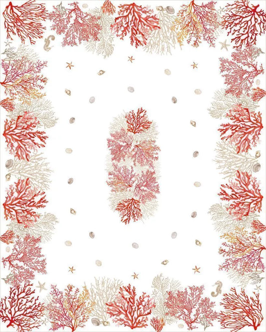 Coated Rectangle tablecloth 200x160cm Lagon coral
