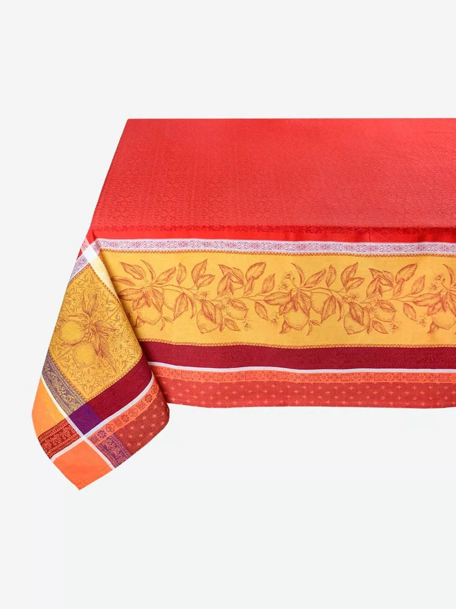 Nappe carrée 160x160 Cédrat rouge jaune