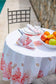 Round coated tablecloth Ø180cm Lagon coral