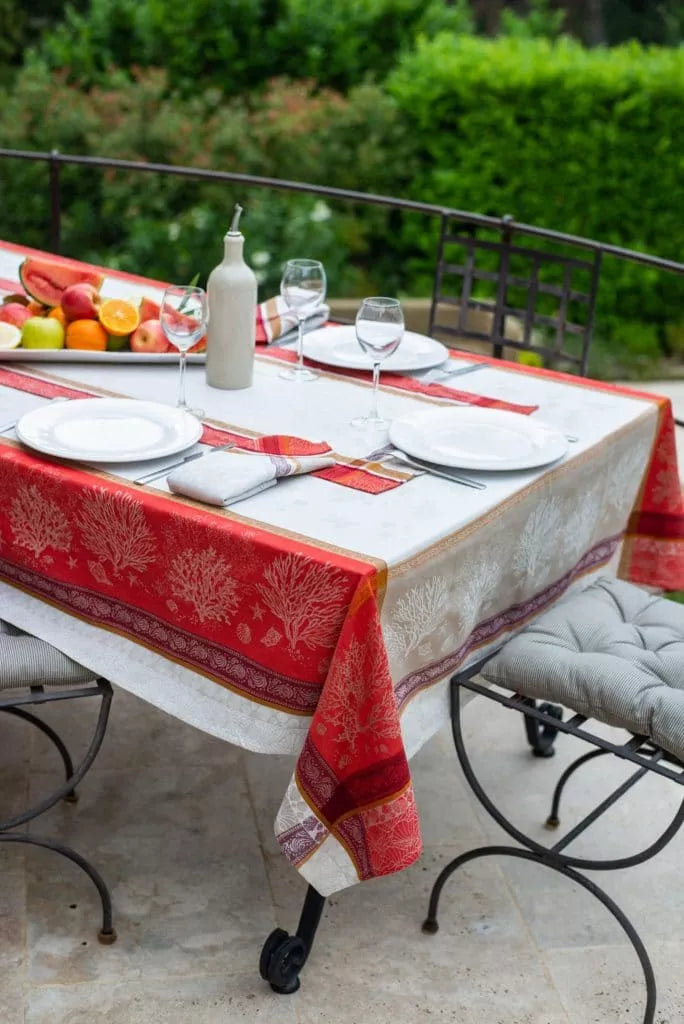 Square tablecloth 160x160cm Oceane coral