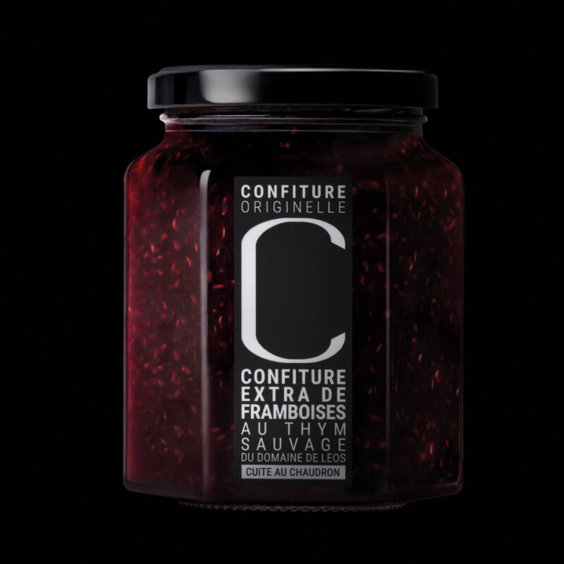 Confiture extra de framboises au thym sauvage Domaine de leos