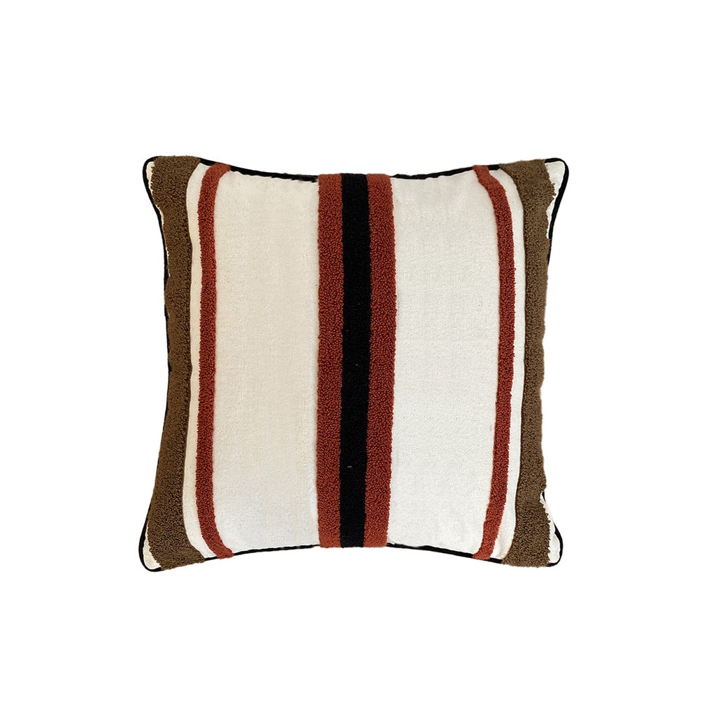 Coussin rayure noir terracotta