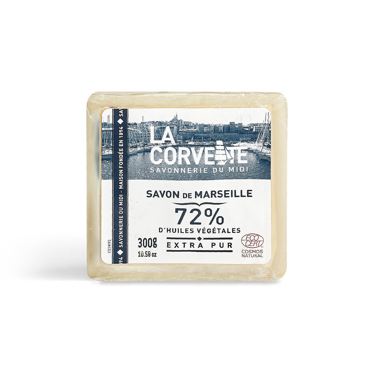 Cube of EXTRA PURE Marseille Soap - 300g - Wrapped in film