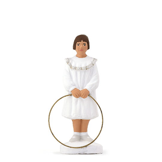 Petite fille au cerceau Santons de Provence Arterra 9cm blanc