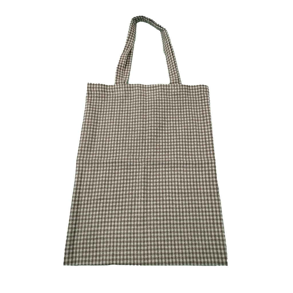 Totebag à carreau beige/écru