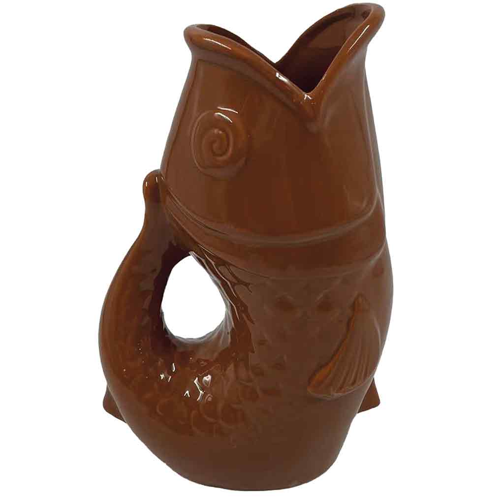 Ceramic vase - Fish - Brown