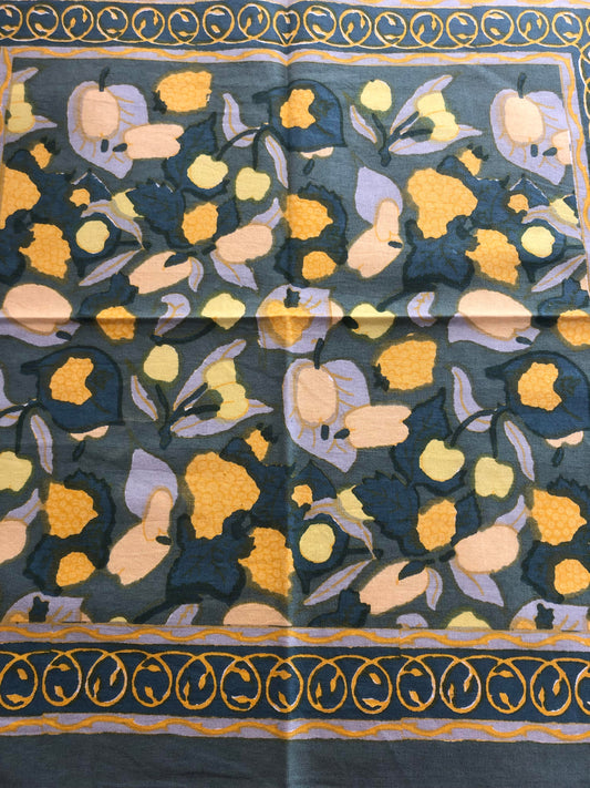 Serviette de table Couleur Nature Fruits jaune vert en coton artisanal