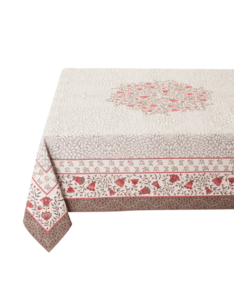 Nappe carrée 145x145 Aubrac taupe rouge