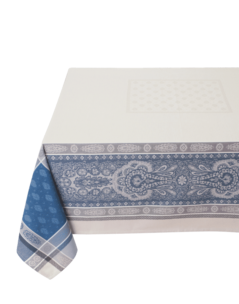 Rectangle tablecloth 200x160cm Vaucluse ecru/blue