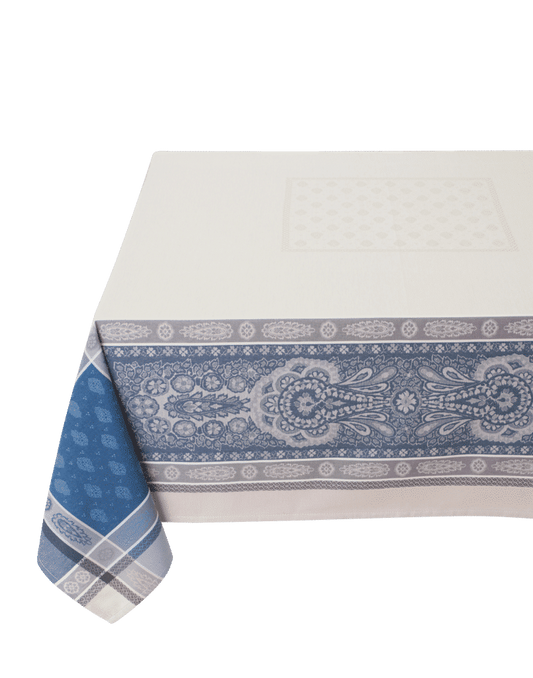 Rectangle tablecloth 200x160cm Vaucluse ecru/blue