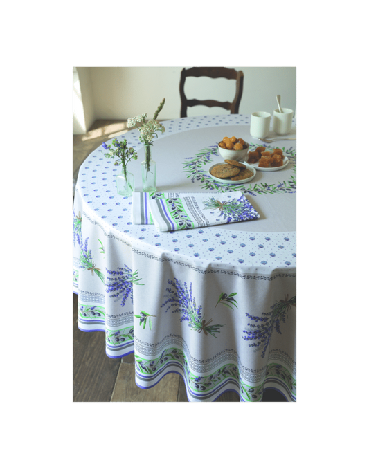 Nappe ronde enduit Lauris écru 180cm