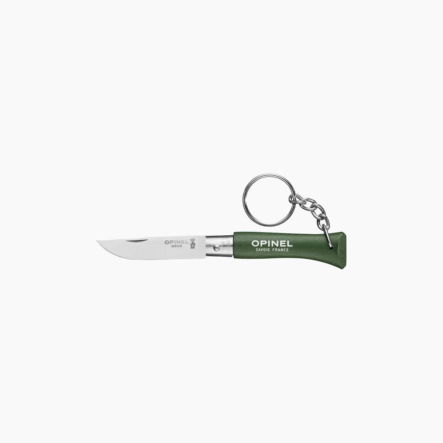 Keyring with folding knife Opinel N°4 khaki