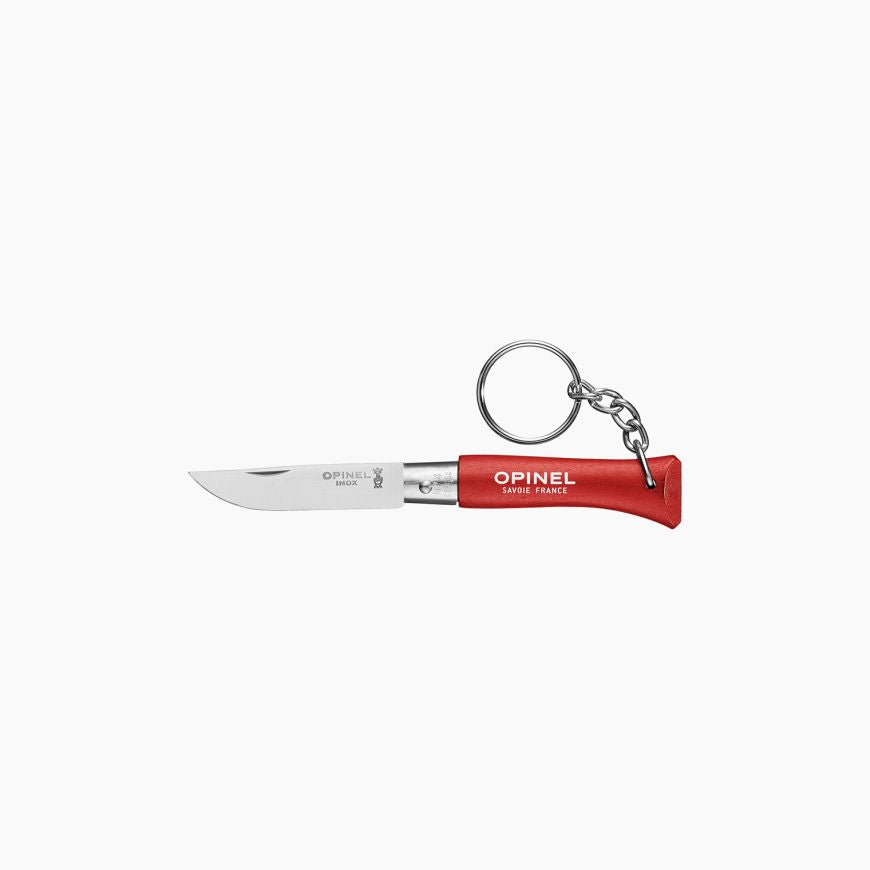 Keyring with folding knife Opinel N°4 red