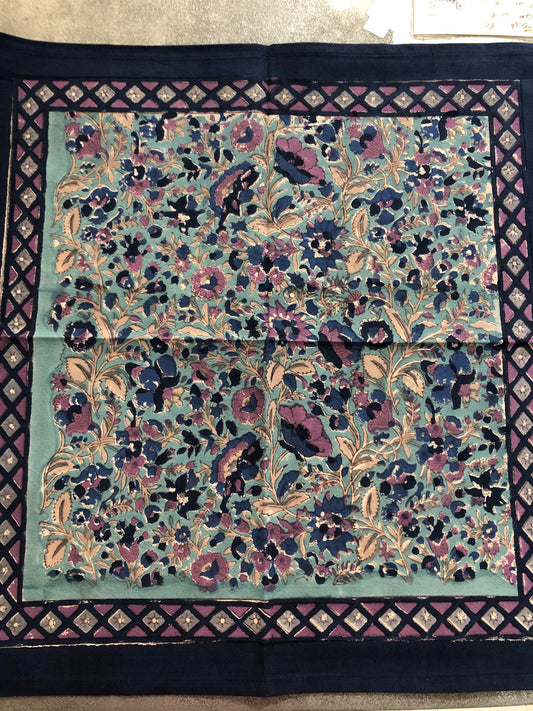 Serviette de table Couleur Nature Holi turquoise bleu en coton artisanal