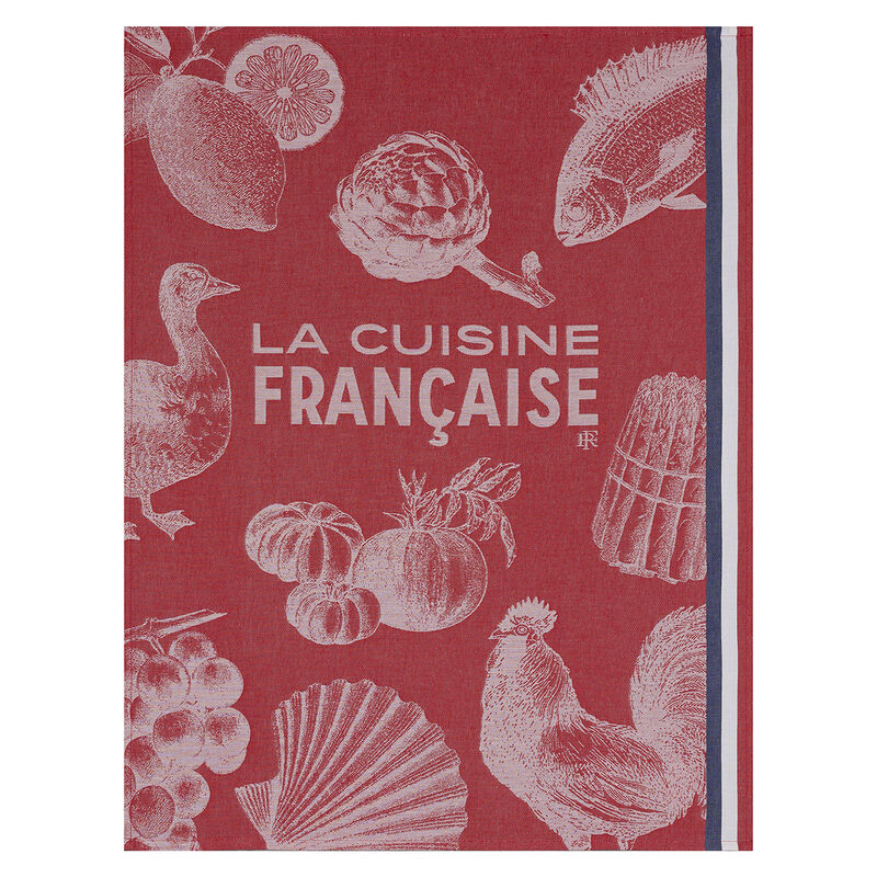 Torchon Gastronomie rouge Le Jacquard français x L'Elysée